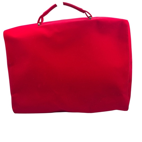 Estée Lauder | Red Cosmetic Train Case Makeup Bag | Bow Detail | Gold Zipper - Picture 3 of 10
